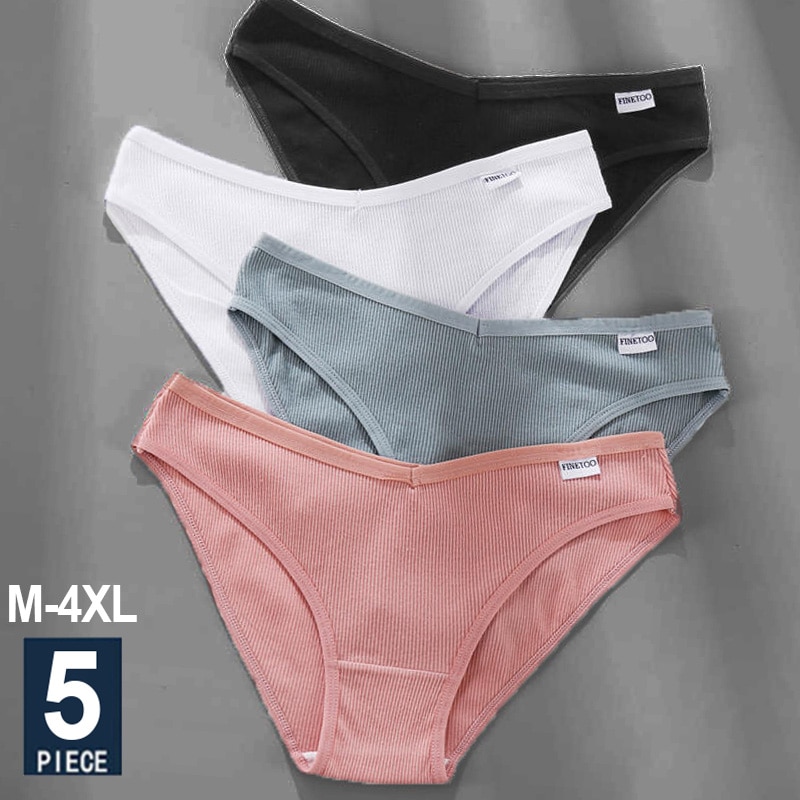  Bộ 5 quần lót cotton FINETOO màu trơn gợi cảm dành cho nữ | BigBuy360 - bigbuy360.vn