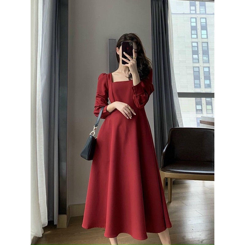 Đầm nữ dự tiệc với thiết kế cổ vuông tôn dáng Đầm Nữ Hoài Thương | BigBuy360 - bigbuy360.vn