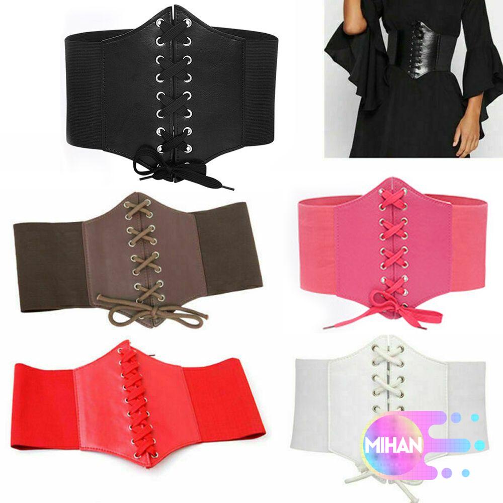 Đai nịt bụng bằng da co giãn phong cách gothic dành cho nữ MIHAN1