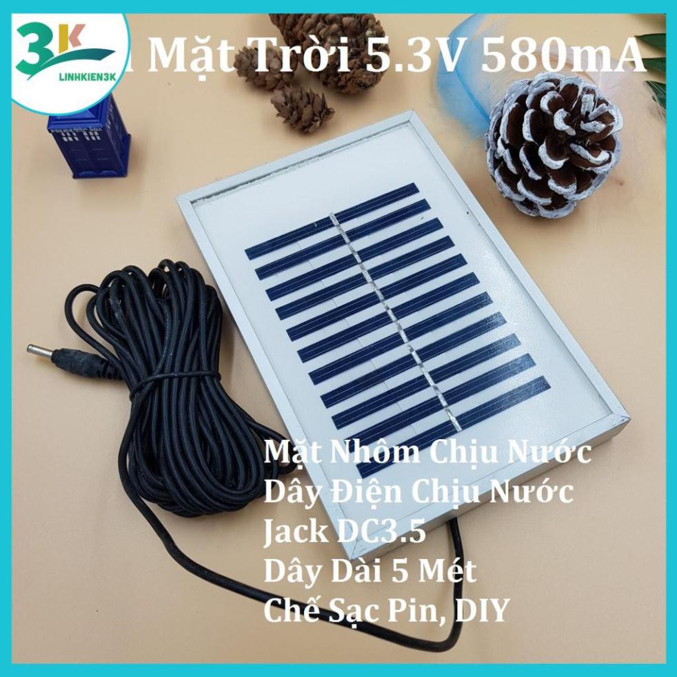 Tấm Pin Mặt Trời 5.3V580mW 110x165MM (Chế Đồ Chơi, Điện Thông Minh)