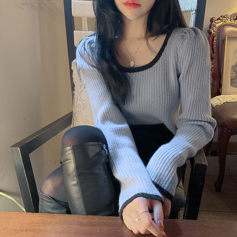 Áo len tay dài ôm dáng phong cách Hàn Quốc thời trang thu đông dành cho nữ