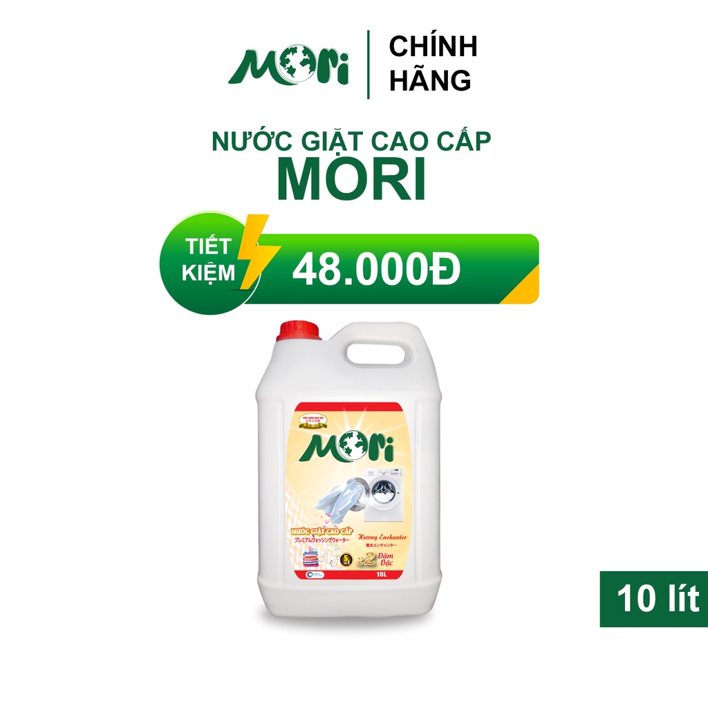 Nước giặt đậm đặc Mori can 10L LƯU HƯƠNG BỀN LÂU- Hương Comfor, Hương Lovely, Hương Enchanter, Hương Gold