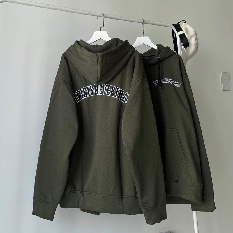 Áo Khoác Form Rộng Xanh Rêu Chữ Thêu Thisneverthat 2t clothes