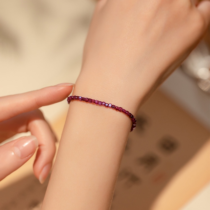 [Hàng Mới Về] Vòng Đeo Tay Chuỗi Hạt 2mm Màu Đen / Tím Thời Trang Mùa Hè Cho Nữ