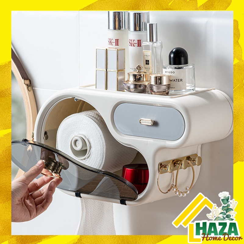 Hộp đựng giấy vệ sinh treo tường hình mây, tủ mây nhựa, tủ nhựa dán tường siêu chắc [Haza Home Decor - MÃ HKG04