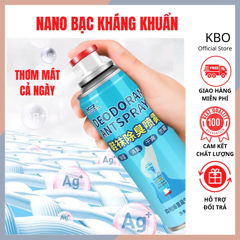 Xịt Khử Mùi Hôi Giày Dép Tất Vớ Kháng Khuẩn Công Nghệ Nano Bạc Khử Mùi Hôi Chân Hiệu Quả KBO Shop KBO007