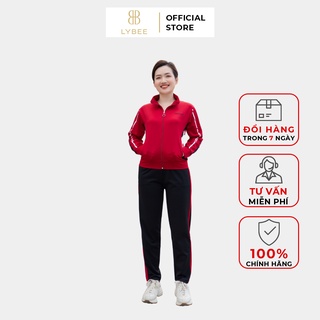 Đồ bộ thể thao nữ trung niên thiết kế LYBEE có khóa kéo chất liệu Umi co giãn 4 chiều kích thước 45~75kg TB098