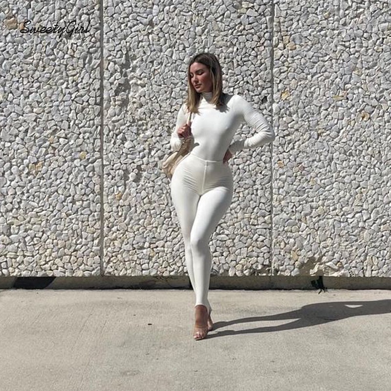 Set Áo Liền Quần Dài Tay Hở Lưng Màu Sắc Đơn Giản Thời Trang Nữ