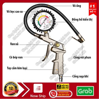 Đồng hồ đo áp suất lốp xe TOOL-TL 03-01 Đầu Vòi Bơm Ô Tô Xe Máy