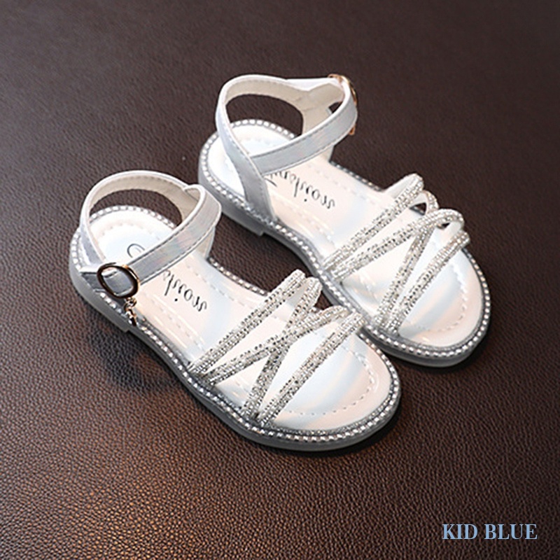Giày Sandal Công Chúa Mùa Hè Đế Mềm Hở Ngón Đính Đá Lấp Lánh Phong Cách Hàn Quốc Cho Bé Gái