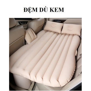 Đệm (nệm) hơi trên xe ô tô chân liền chất liệu vải dù 2 mầu đen vàng kem