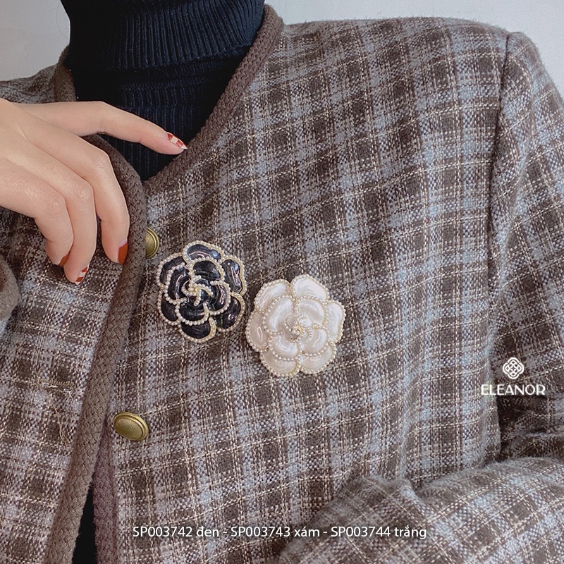 Ghim cài áo nữ Eleanor Accessories hình hoa hồng đính ngọc trai nhân tạo phụ kiện thời trang 3742