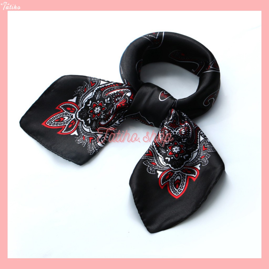 [Hàng Xịn, Giá Tốt]  Khăn Bandana EXO (Khăn Turban) Cao Cấp Họa Tiết Tế Bào Đơn Thổ Cẩm - Lụa Satin - 60x60cm - Mã B008