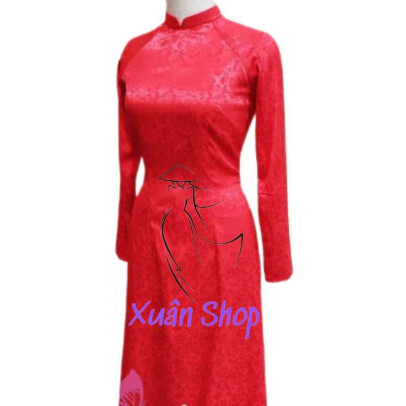 Áo dài truyền thống gấm tơ dệt hoa văn đẹp may sẵn