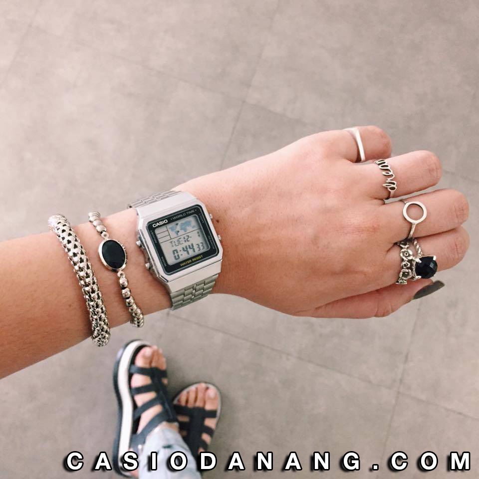 Đồng hồ unisex dây kim loại Casio chính hãng Anh Khuê A500WA-1DF