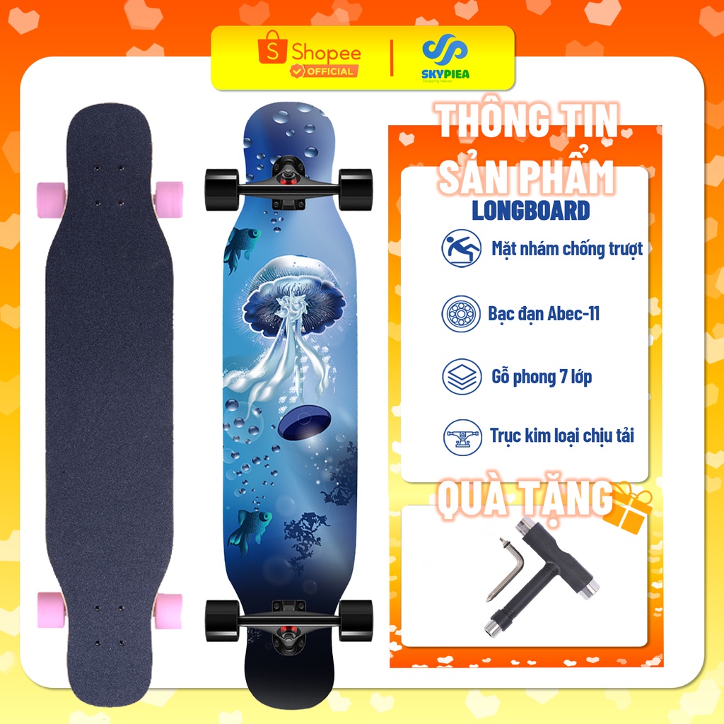 Ván Trượt Nữ Dài Thể Thao Sport & Dancing Longboard Skating 107 cm