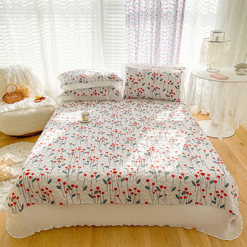 Bộ Chăn Ga Và Vỏ Gối Phối Ren Phong Cách Công Chúa Cho Giường Queen / king size