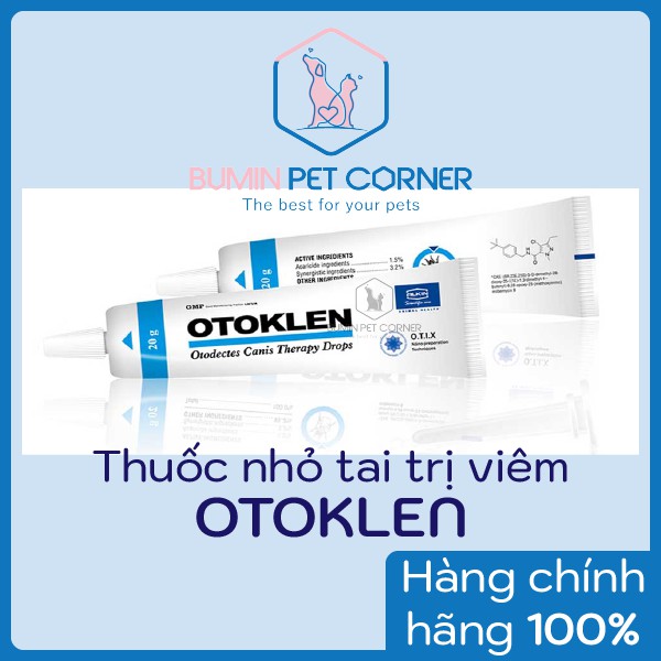 Thuốc nhỏ tai trị ve tai, viêm tai Alkin Otoklen tuýp 20gr