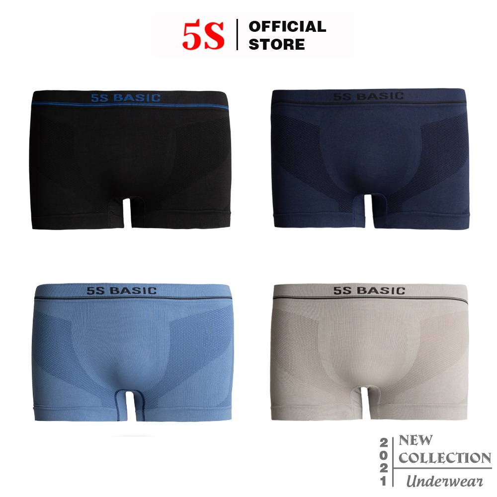 Quần Lót Nam Boxer 5S (4 màu), Cạp Dệt Không Đường May, Thấm Hút, Co Giãn, Kháng Khuẩn Cực Tốt (SIP21010BOX-02).