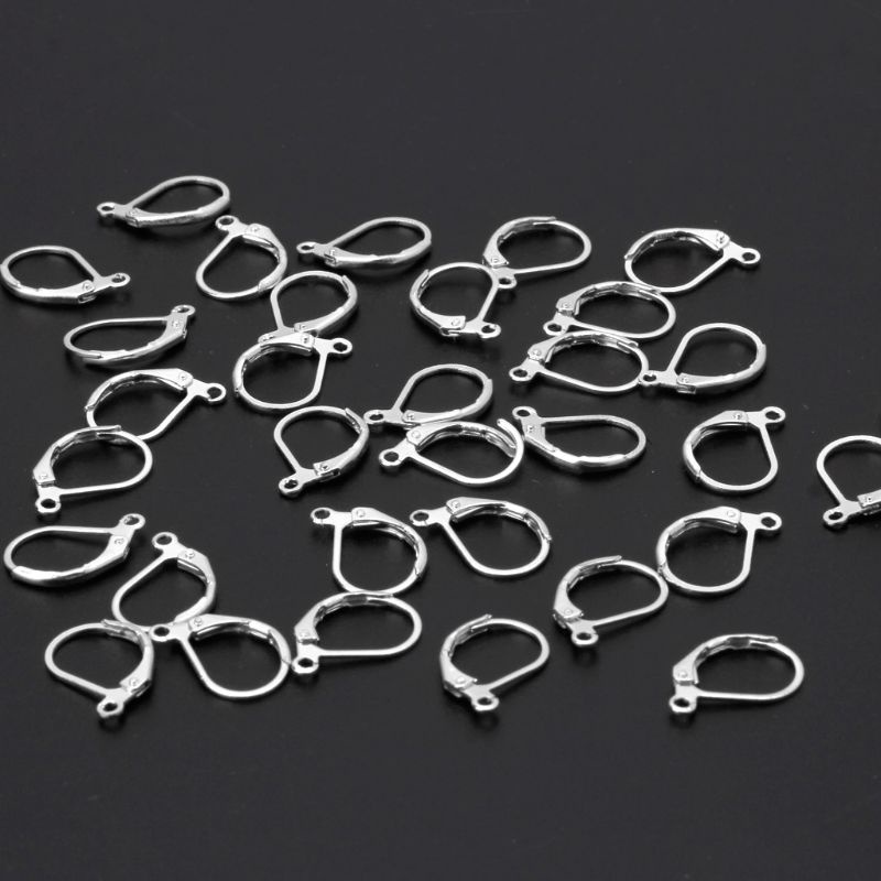 Bộ 50 móc gài hở nâng lưng khuyên tai dạng vòng kiểu Pháp dùng để làm trang sức thủ công
