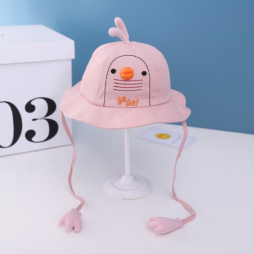 Nón Vành Tròn Thêu Hình Gà Con Phong Cách Mới Cho Trẻ Em 8-24 Tháng