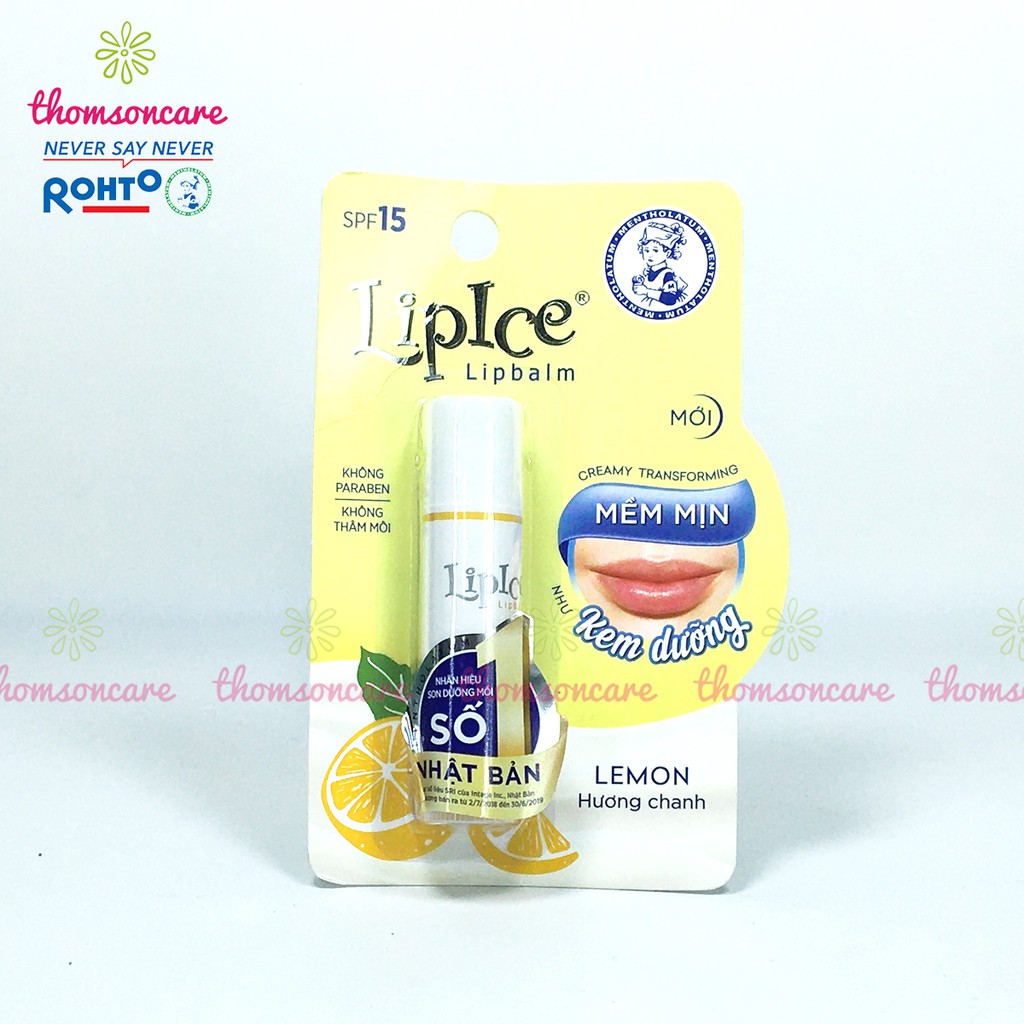 Son dưỡng môi Lipice không màu Tuýp 4.3 g - thỏi lip ice hương trái cây, dâu, chanh, táo, lựu, tự nhiên dưỡng ẩm