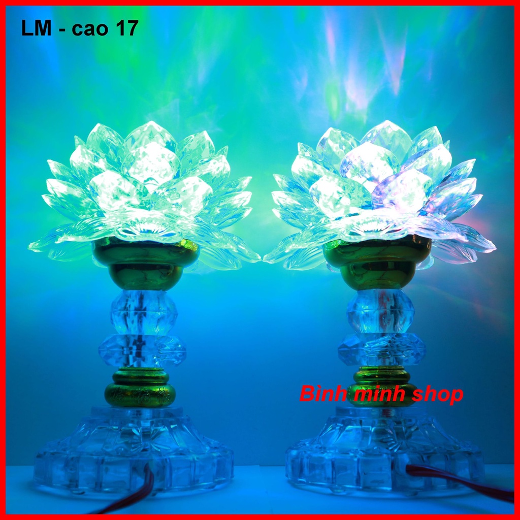 Đôi đèn thờ cao cấp LED đổi 7 màu, đèn để bàn thờ, đèn thờ phật, đèn hoa sen - đèn thờ LM17