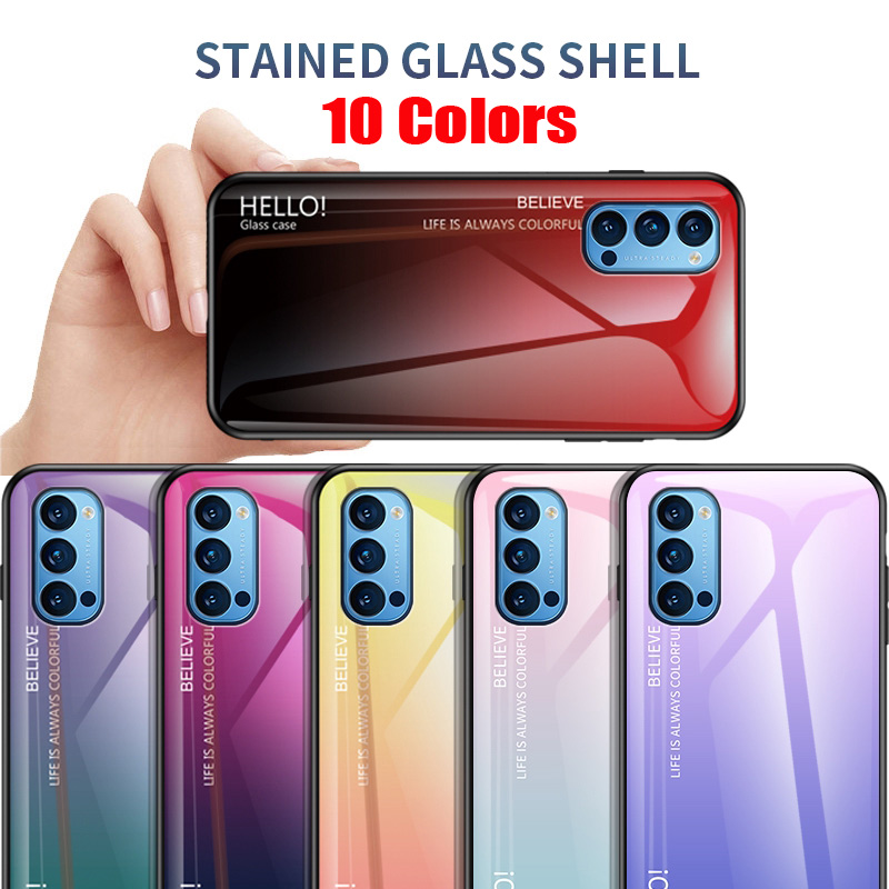 Ốp Điện Thoại Kính Cường Lực Màu Gradient Cho OPPO A57 2022 A96 A76 A16 A74 A95 4G 5G Reno 6 5 4G Realme C11 C15