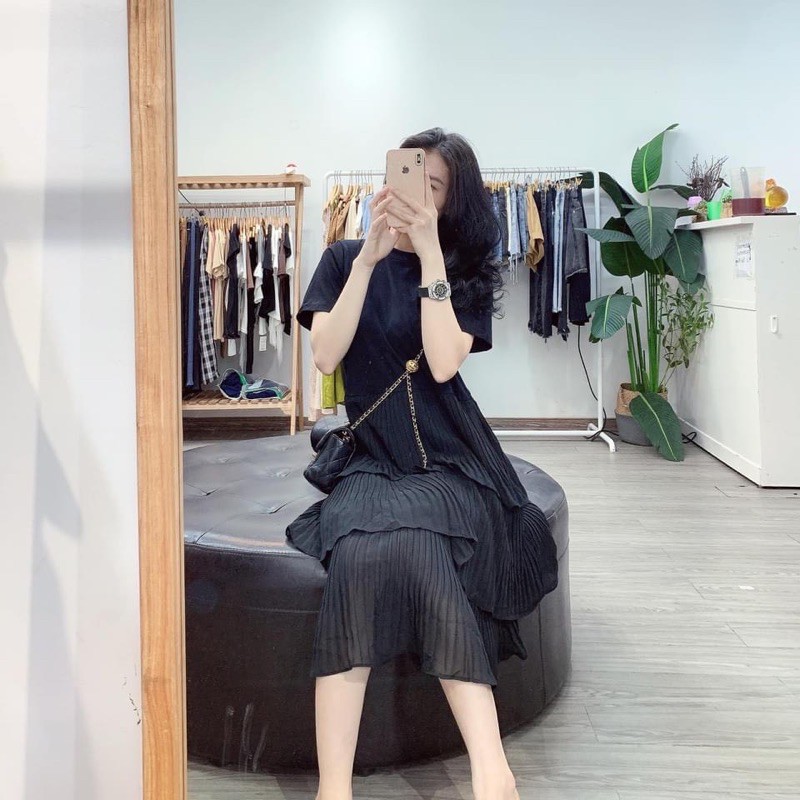 [Mã SKAMA06 giảm 8% tối đa 50K đơn 250K] VNU335 - VÁY ĐEN PHỐI DẬP LI 3 TẦNG | BigBuy360 - bigbuy360.vn