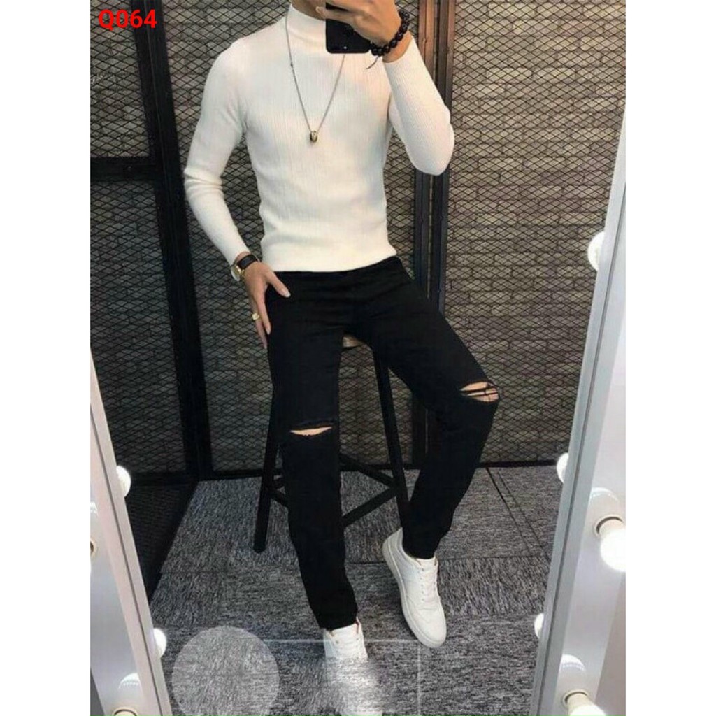 Quần Jean Nam Rách Gối Co Dãn | BigBuy360 - bigbuy360.vn