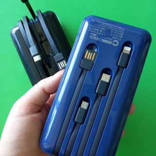 Pin sạc dự phòng 20000mah có 4 dây cáp sạc dính liền là micro, typec, ip và usb. có tặng kèm dây cáp micro usb rời.