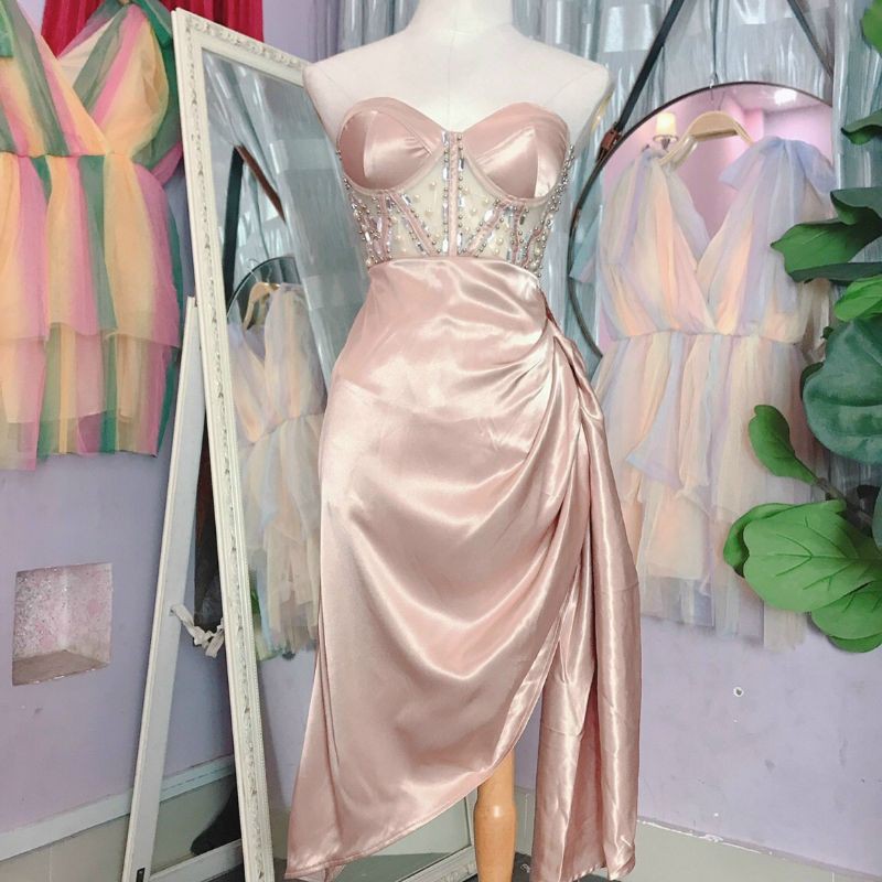 Đầm Lụa Dạ Hội Đính Đá ( có ảnh thật ) | BigBuy360 - bigbuy360.vn