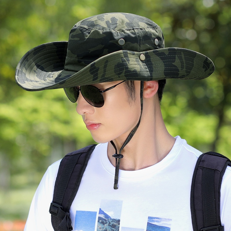 Nón Tai Bèo Vành Rộng Họa Tiết Rằn Ri Cá Tính Cho Nam