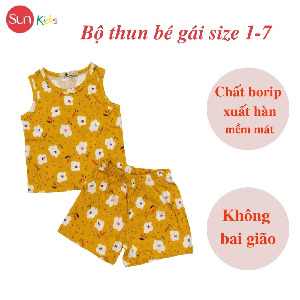 Đồ bộ thun bé gái, đồ bộ trẻ em chất cotton, có nhiều màu, size 1-7 tuổi - SUNKIDS