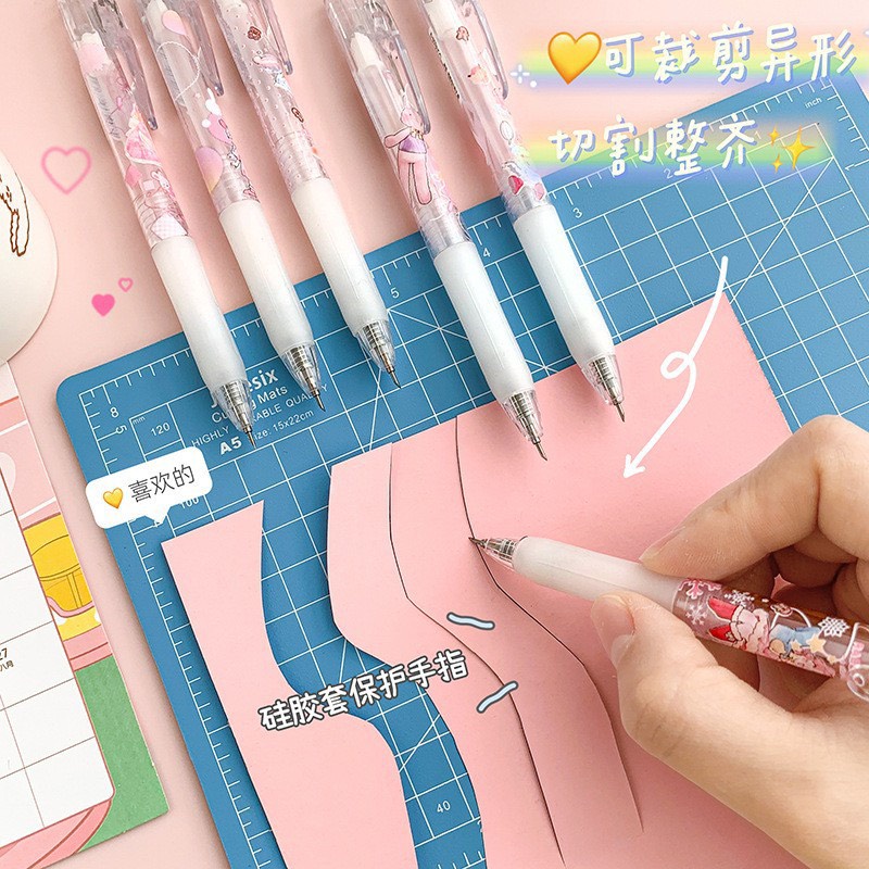 Dao cắt washi tape hình chiếc bút bấm nhiều hình dễ thương, Bút dao rọc giấy cắt sticker tiện dụng