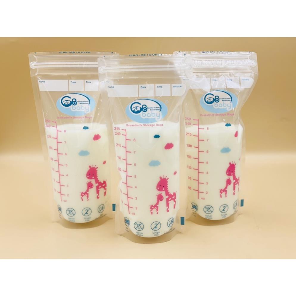 Túi trữ sữa 250ml GB Baby 2 khóa Zipper công nghệ Hàn Quốc - ăn toàn cho bé