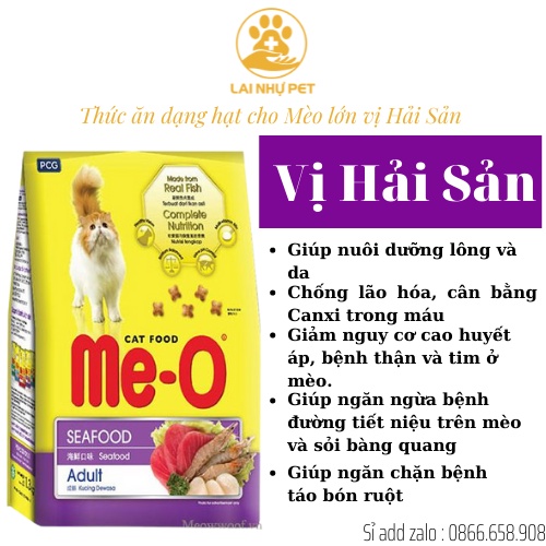 Thức ăn mèo dạng viên cho mèo Me-O & Apro Cám Thái Lan cho mèo 350g Vị Cá Thu - Cá Ngừ - Hải Sản- Lai Nhự Pet