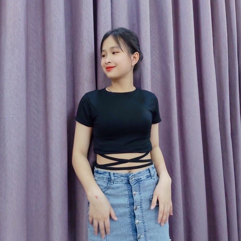 Áo Croptop Thun Body Dây Đan Eo Chất Thun Co Giãn 4 Chiều Body HOT