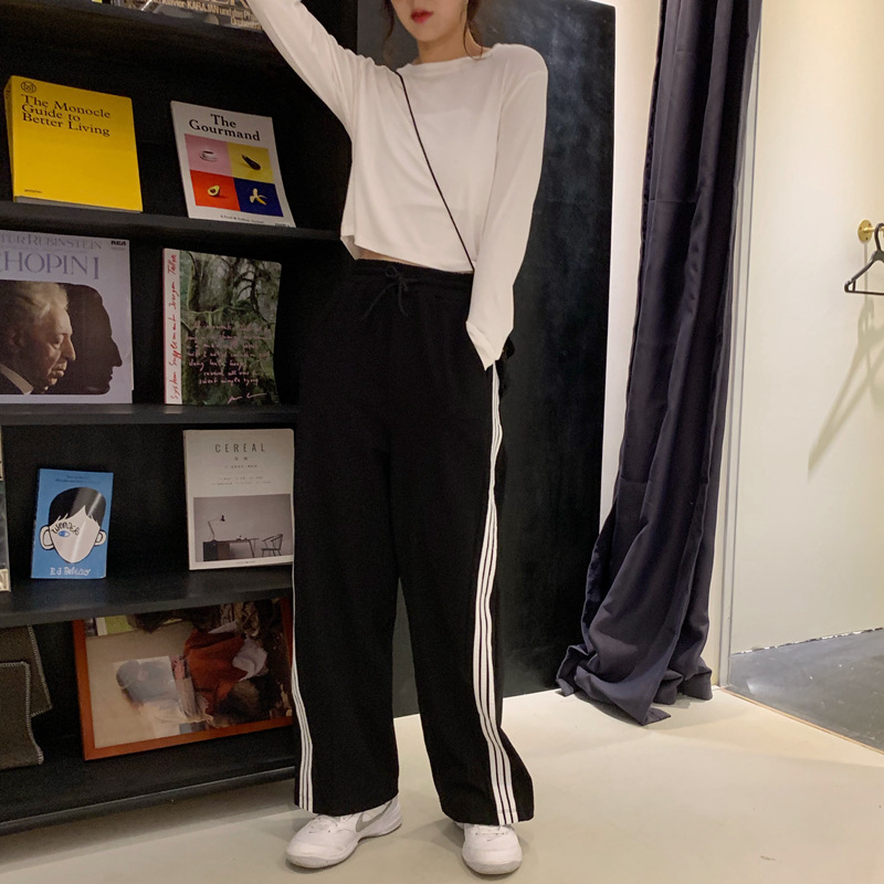 Quần dài lưng cao dáng rộng có size S-4XL thời trang năng động cá tính cho nữ