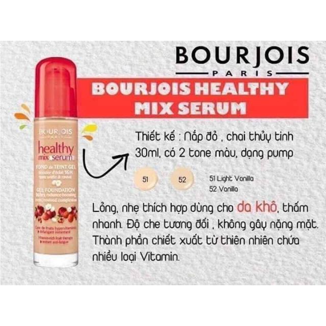 Kem Nền BOURJOIS HEALTHY MIX SERUM FOUNDATION Pháp [CHÍNH HÃNG]