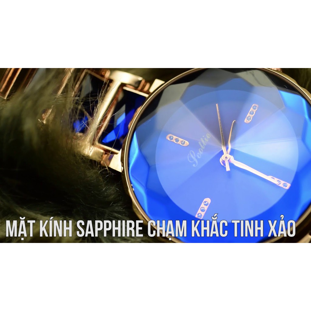 Đồng hồ nữ đeo tay Scottie mặt tròn 33mm kim cương chống nước 3atm dây thép đẹp thời trang cao cấp chính hãng