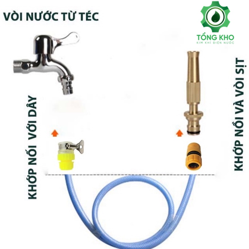 Vòi tưới cây tăng áp - Đầu vòi xịt tăng áp suất nước  (Tặng kèm quai siết) - Tổng kho kim khí điện nước