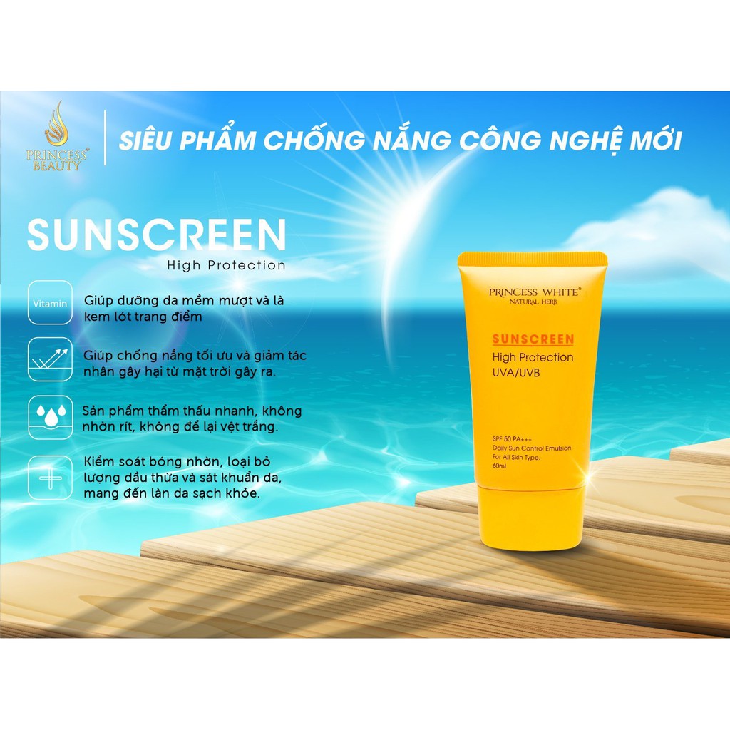 KEM CHỐNG NẮNG VẬT LÝ THẾ HỆ MỚI PRINCESS WHITE HÀNG CHÍNH HÃNG