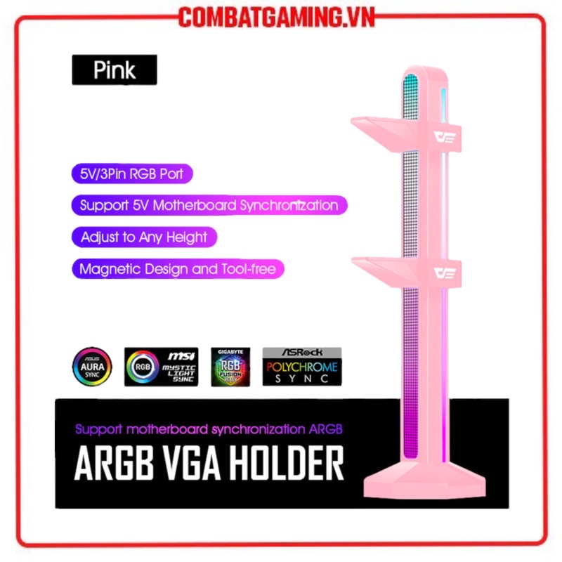 Giá Đỡ VGA DarkFlash DL240 ARGB Black/Pink/White - Hàng Chính Hãng