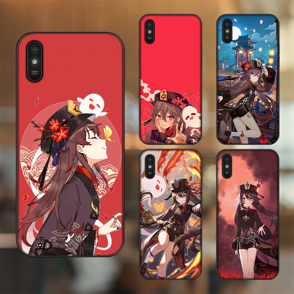 Ốp lưng Xiaomi Redmi 9A viền đen in hình Hutao Genshin Impact