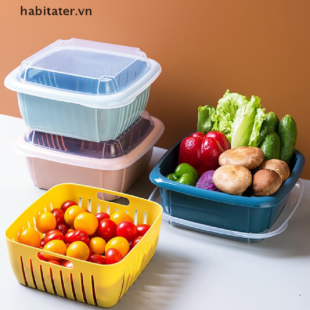 Khay Đựng Thực Phẩm Hai Tầng 3 Trong 1 Có Nắp Đa Năng Dùng Cho Tủ Lạnh