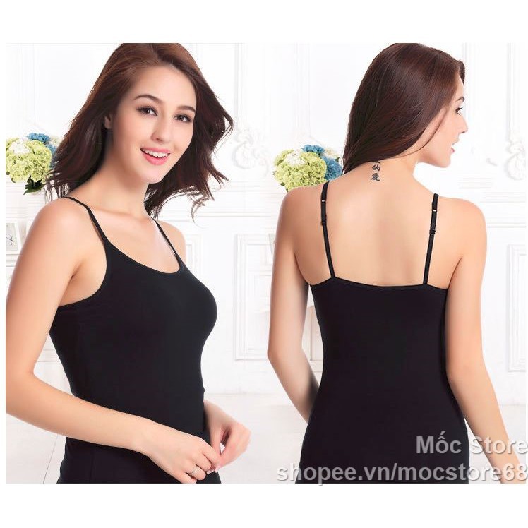 Áo hai dây có đệm ngực chất cotton lạnh co giãn 4 chiều