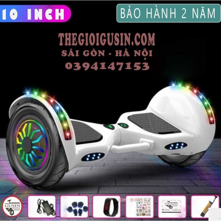 Xe Điện tự Cân Bằng 10inch Màu Trắng / có Video test / GuSin cam kết bảo hành 2 năm