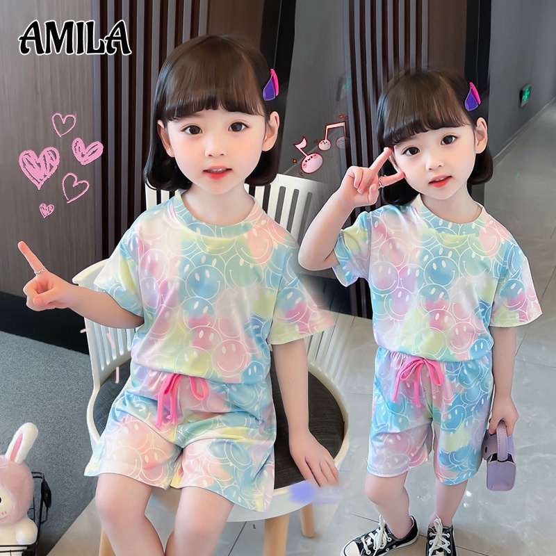 Bộ đồ thể thao AMILA ngắn tay thời trang Hàn Quốc cho bé gái