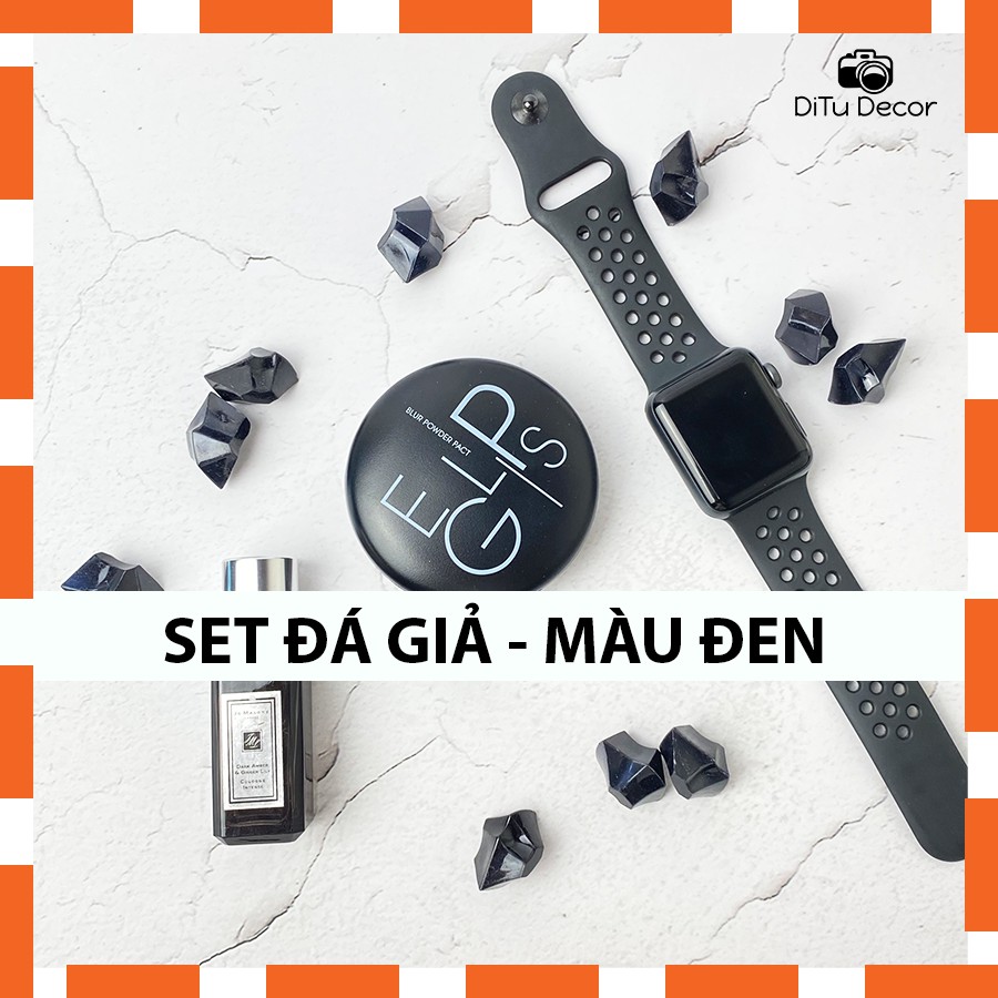 Set 10 viên đá màu ĐEN - đá giả mini màu đen chụp ảnh, thả bể cá - DiTu Decor